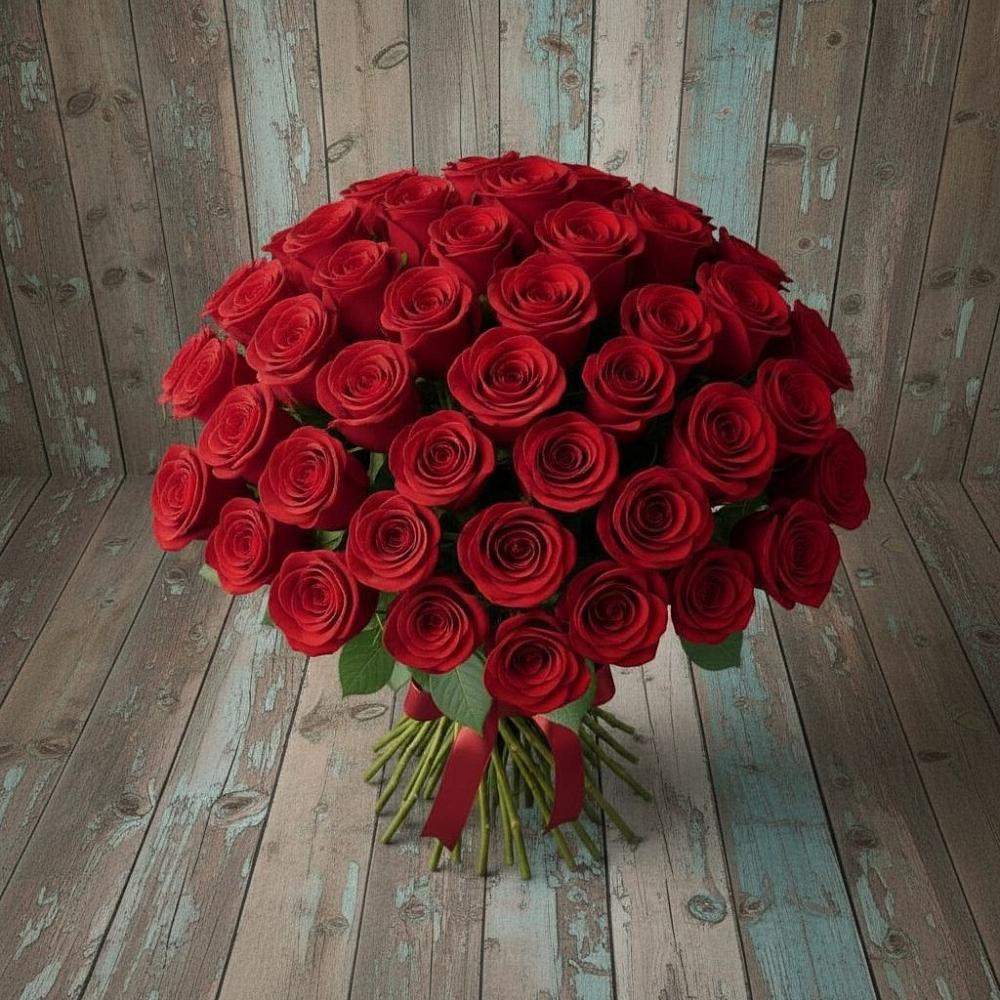 Букет 55 Красных роз Фридом в Лаголово