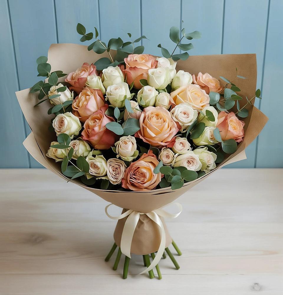 Букет цветов из: Альстромерии и Розы в Лаголово