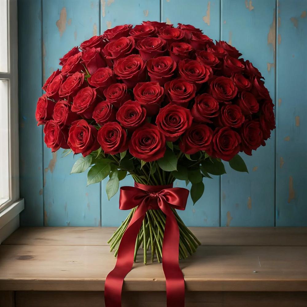 Букет Красные розы Блэк Меджик в Лаголово