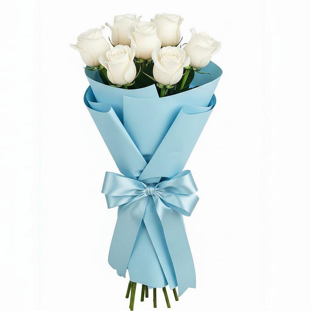 Букет 7 белых роз Проуд в Лаголово