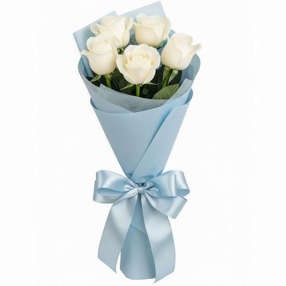 Букет 5 Белых роз Проуд в Лаголово