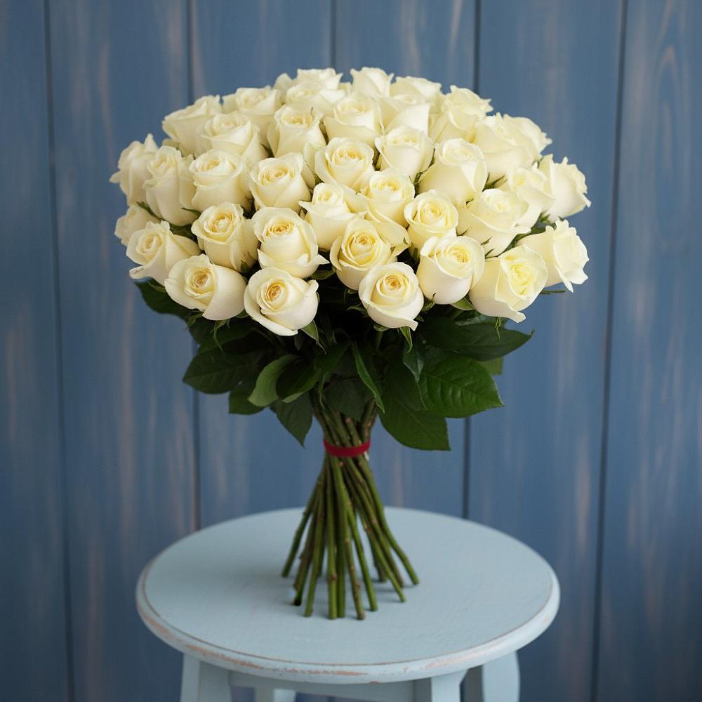 Букет 51 Белая роза Эдлесс Лав в Лаголово