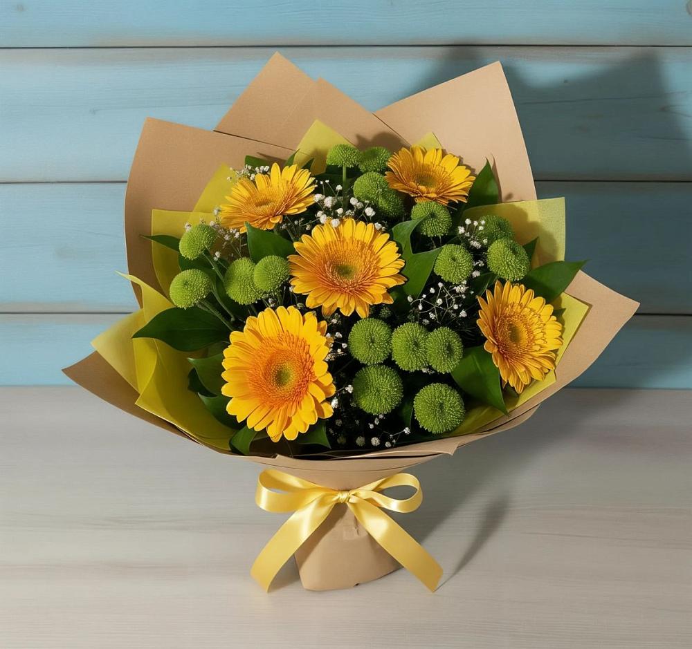 Букет цветов из: Герберы и Хризантемы в Лаголово