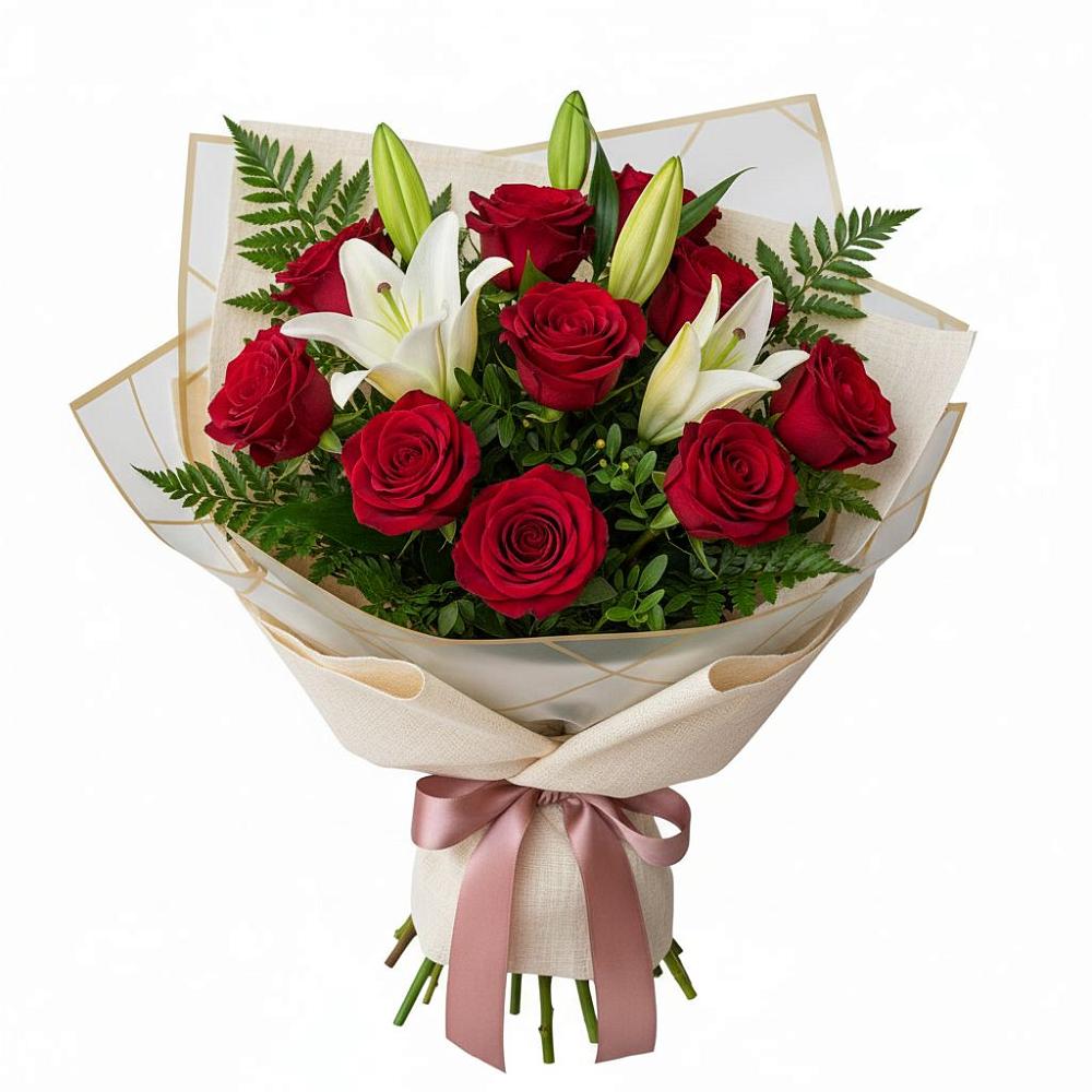 Букет цветов из: Лилии и Розы в Лаголово