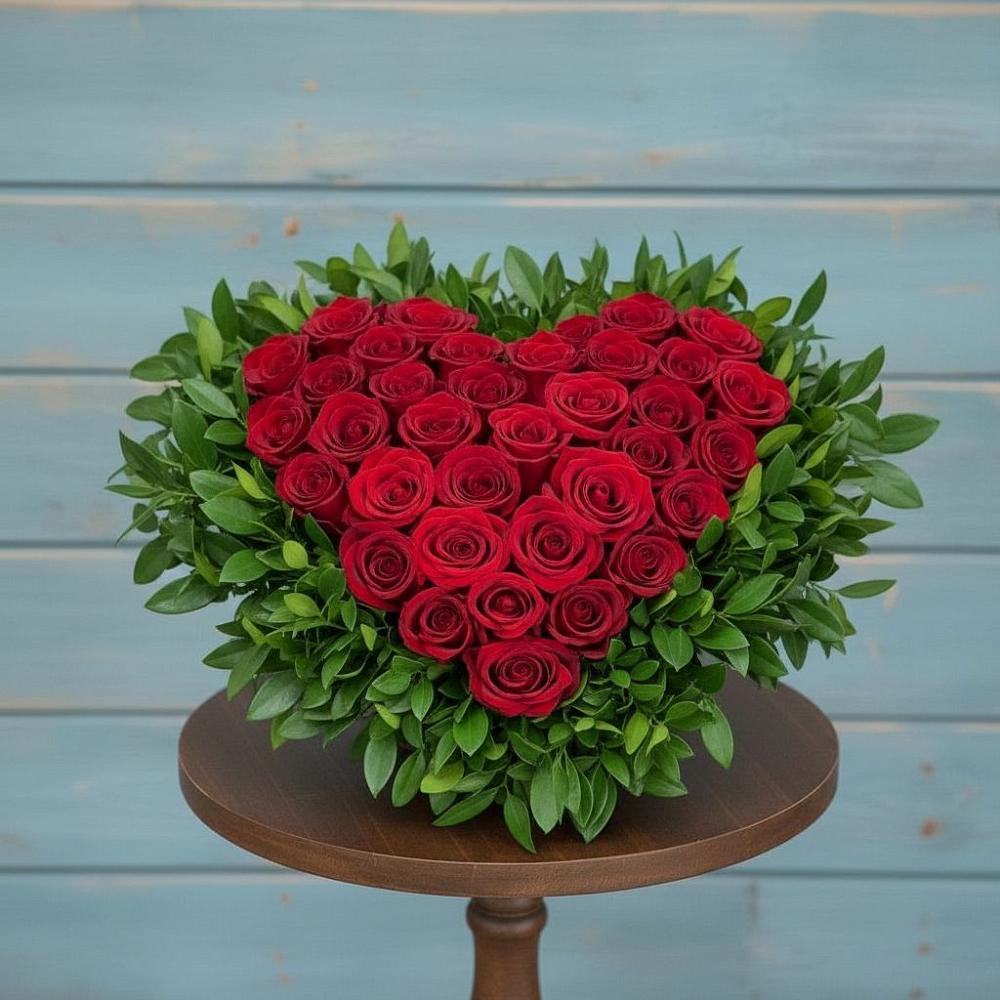 Цветочная композиция из Розы в виде сердца в Лаголово