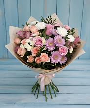 Букет цветов из:  Хризантемы, Розы и Альстромерии #REPLACE_PRED# Лаголово