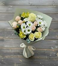 Букет цветов из:  Альстромерии, Розы и Хризантемы в Лаголово